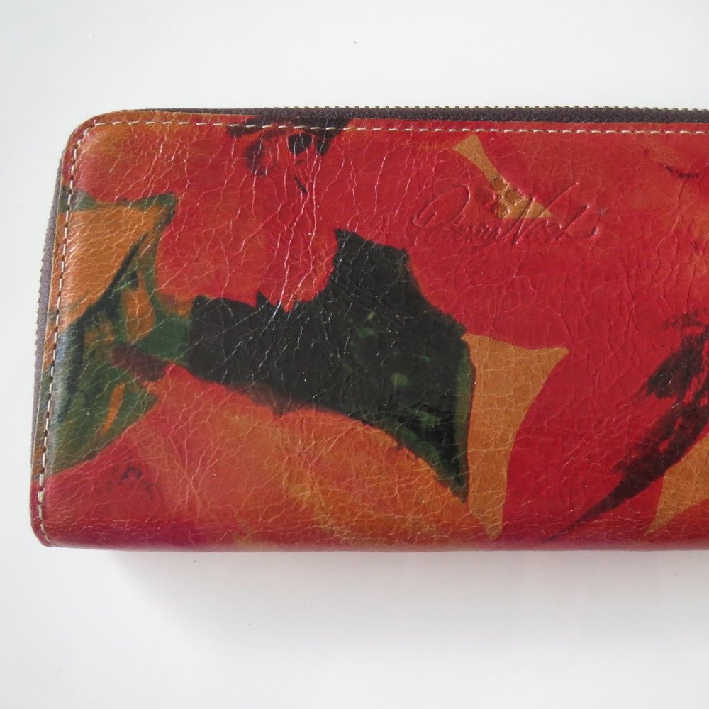 PATRICIA NASH zippered floral wallet LEATHER fall colors multi compartments NWT
